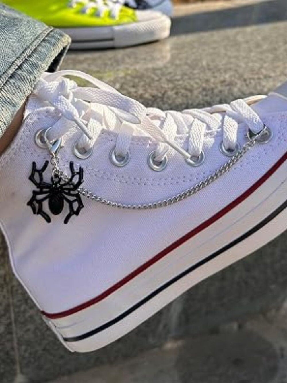 Shoe Charms Black Spider with Chain Set of 2 NEW for Boot Sneaker Handbags Pants